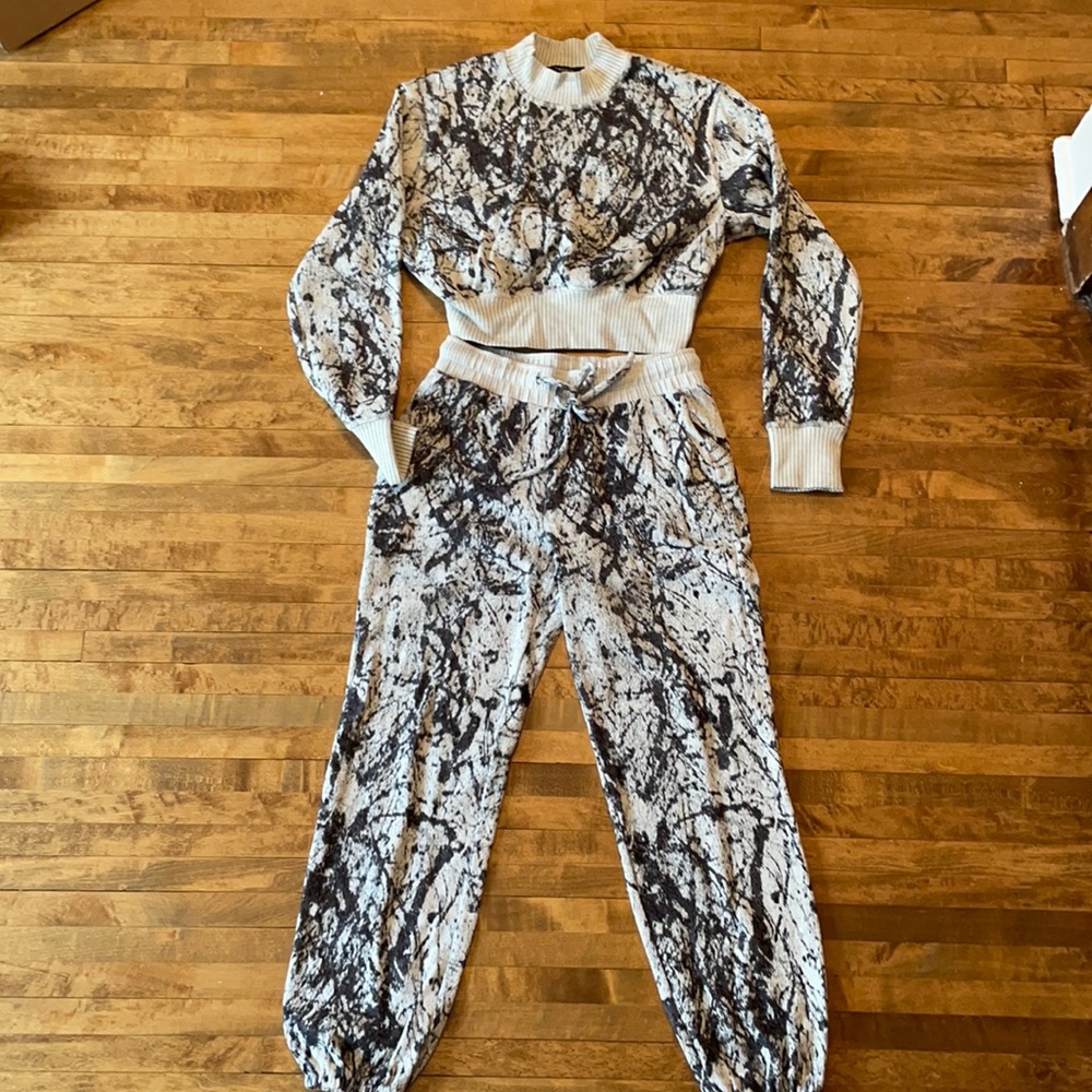 NWOTPollockHyperReality intarsia cotton-bl set